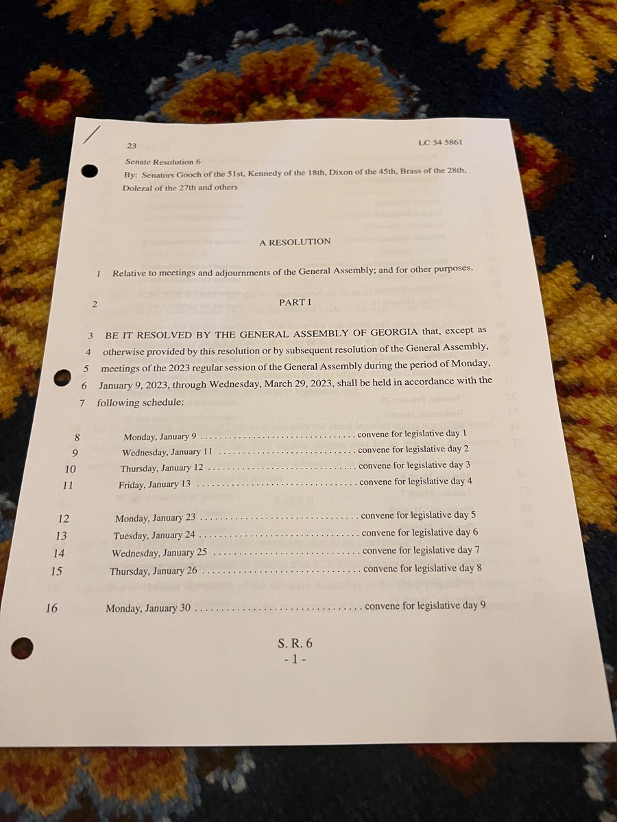 MurphyAJC's tweet image. In a HIGHLY unusual move, the schedule for the entire Ga. legislative session for 2023 has been proposed: Crossover Day: Monday, March 6; Sine Die Wed. March 29- with no Fridays in session after this week.  #gapol 🎉