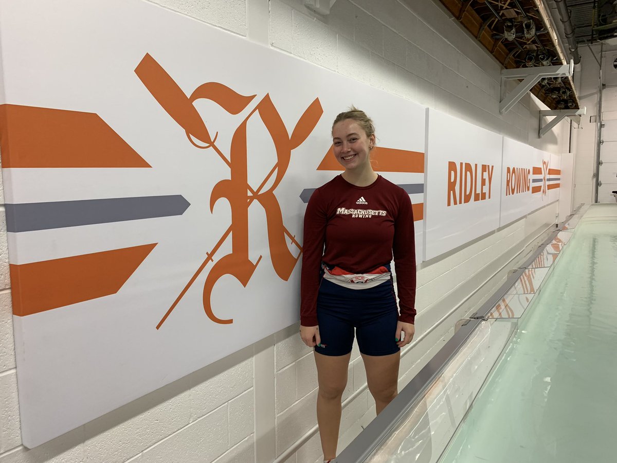 RidleyRowing's tweet photo. Great to have former Tiger Rylie Wake ’21 back for a workout! Rylie is currently rowing for the University of Massachusetts of the NCAA (DI). Best of luck with the rest of your season Rylie! #PillarsOfThePast https://t.co/uKvV8Pbujt