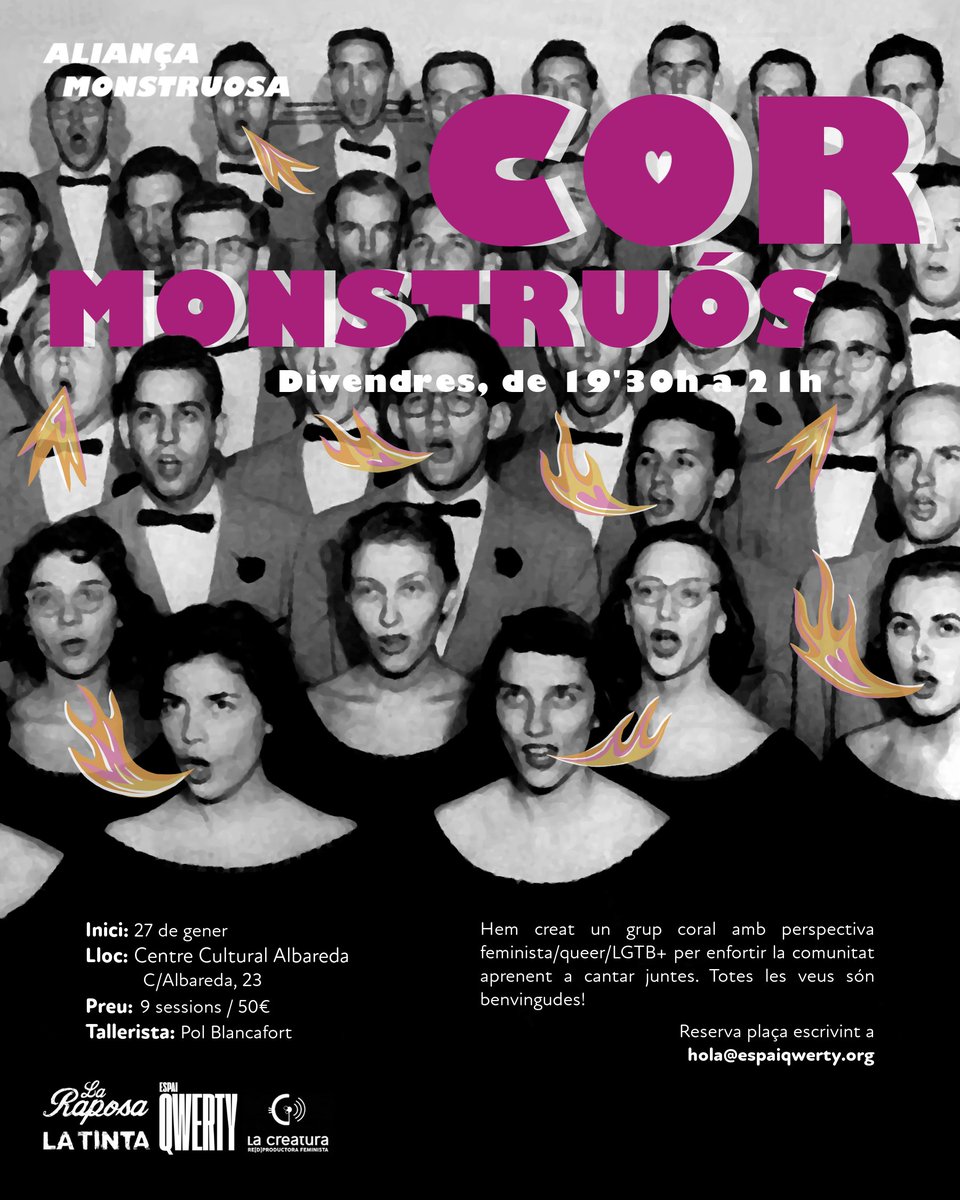 Encara falten uns quants dies per a que comencin els tallers de l'#AliançaMonstruosa!

Dilluns #ShuffleDissiDance al <a href="/CCElSortidor/">Centre Cívic El Sortidor</a>, dimecres #BerenarEnCatalà a @LaRaposaPobleSc i divendres #CorMonstruós al <a href="/ccalbareda/">Centre Cultural Albareda</a>!

Inscripcions a hola@espaiqwerty.org
