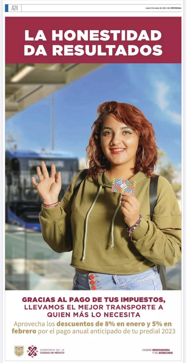 No sé si este anuncio del Gobierno de la CDMX en la página 24 de El Universal sea el más adecuado después de este fin de semana.