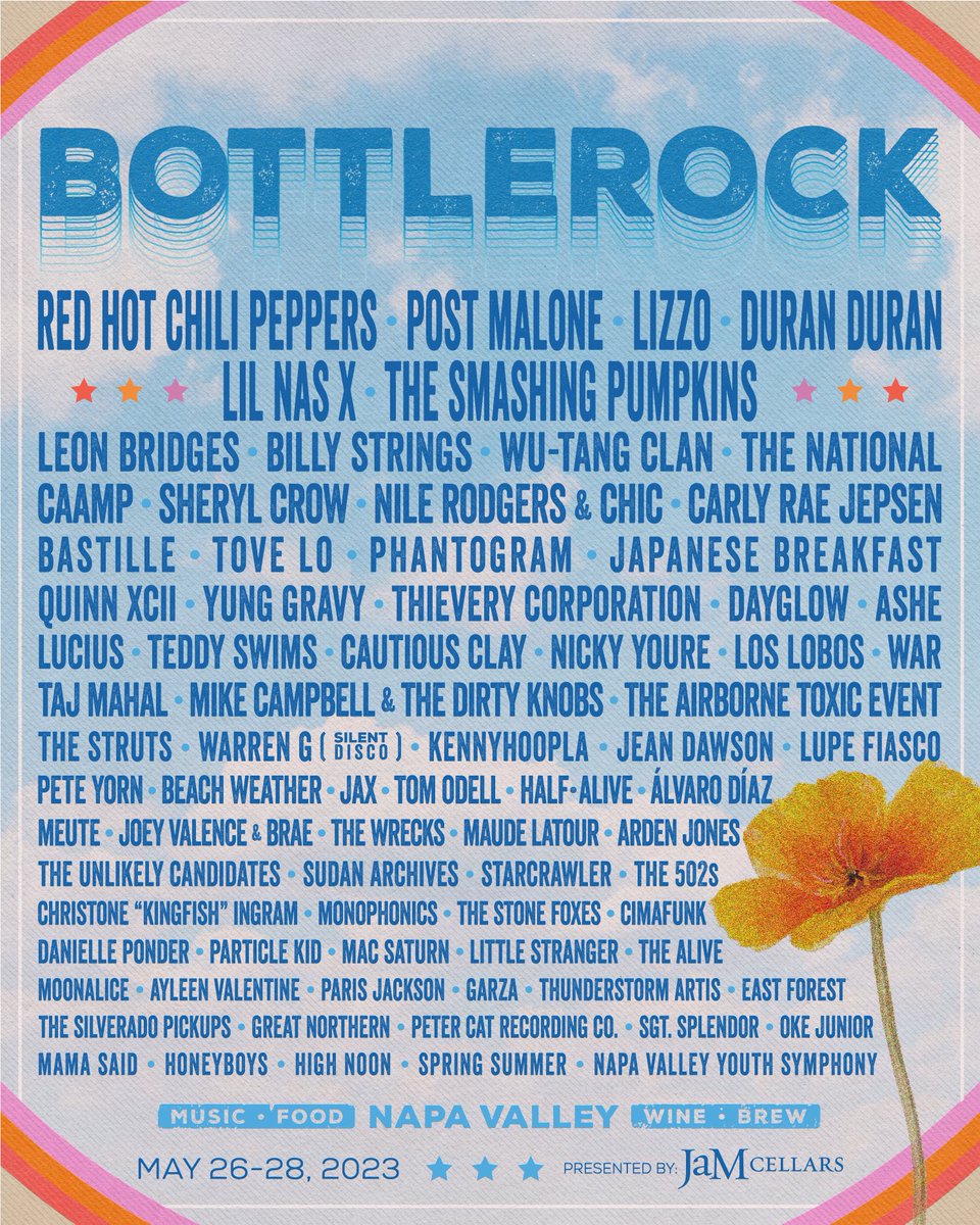 The Knobs and I will see you back in Napa Valley this year @bottlerocknapa 🎸 Public on-sale tomorrow, 1/10 at 12pm PST.