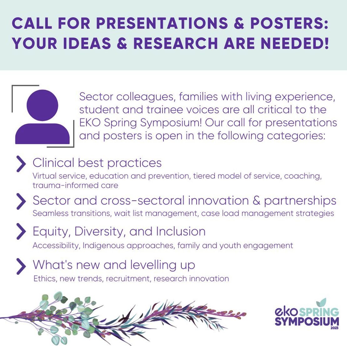The call for proposals for the <a href="/EmpoweredKidsON/">Empowered Kids Ontario</a> Spring Symposium is open!

#EKOSS23 provides an opportunity to share research, ideas, living experience, innovations &amp; more in Ontario’s Child development &amp; pediatric rehabilitation sector.

Learn more via bit.ly/3WSjcAS
