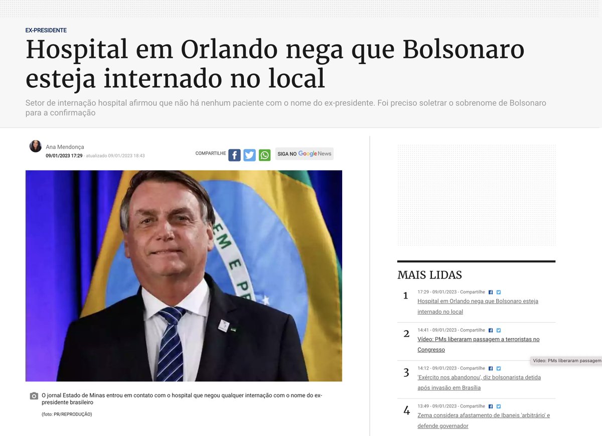 Micheque postou há 3 horas nos Stories dela // Jornal Estado de Minas liga pra hospital e levou um 'não tem ninguem aqui com esse nome'