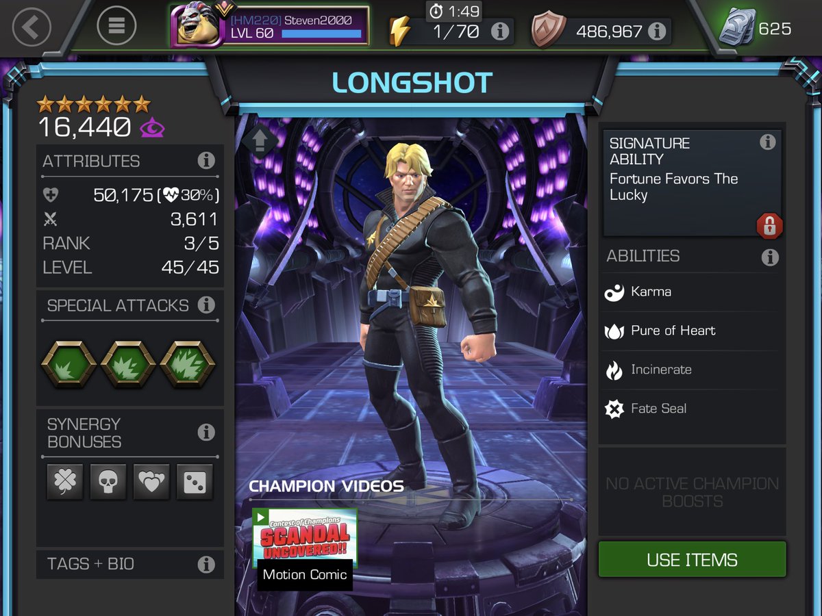 Stevekot20000's tweet photo. #LevelUpEvent is live! New R4 Apoc and Longshot to R3! 😁😁 #mcoc #kabam @kabam @MarvelChampions https://t.co/QZjkbHZLDI