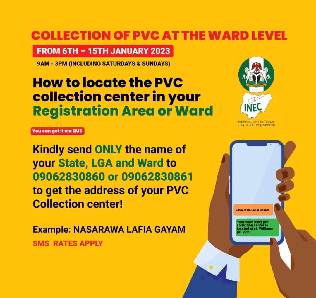 ncae_ng's tweet photo. The 2023 General Election is around the corner. Know where to collect your PVC in your Ward. https://t.co/aJJtB6BMjh