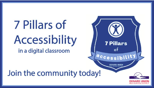 DTL_JSD's tweet photo. This week, we are looking at how @ISTEofficial #learningdesigner can use #instructionaldesign to create effective digital learning environments. 

Check out #7PillarsA11y micro-course from Distance Learning Coordinator Aaron Ferguson in @OxnardUnion 
https://t.co/8y8GyJiE8O https://t.co/rFt8rbhK6r