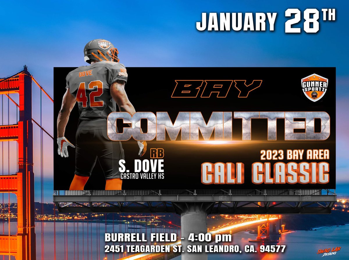 Gunner Sportz &amp; the Bay Area Cali Classic family would like to officially welcome Sincere Dove (RB) to the 2023 HS SENIOR BOWL!!
#BACC2023
#HSSeniorBowl