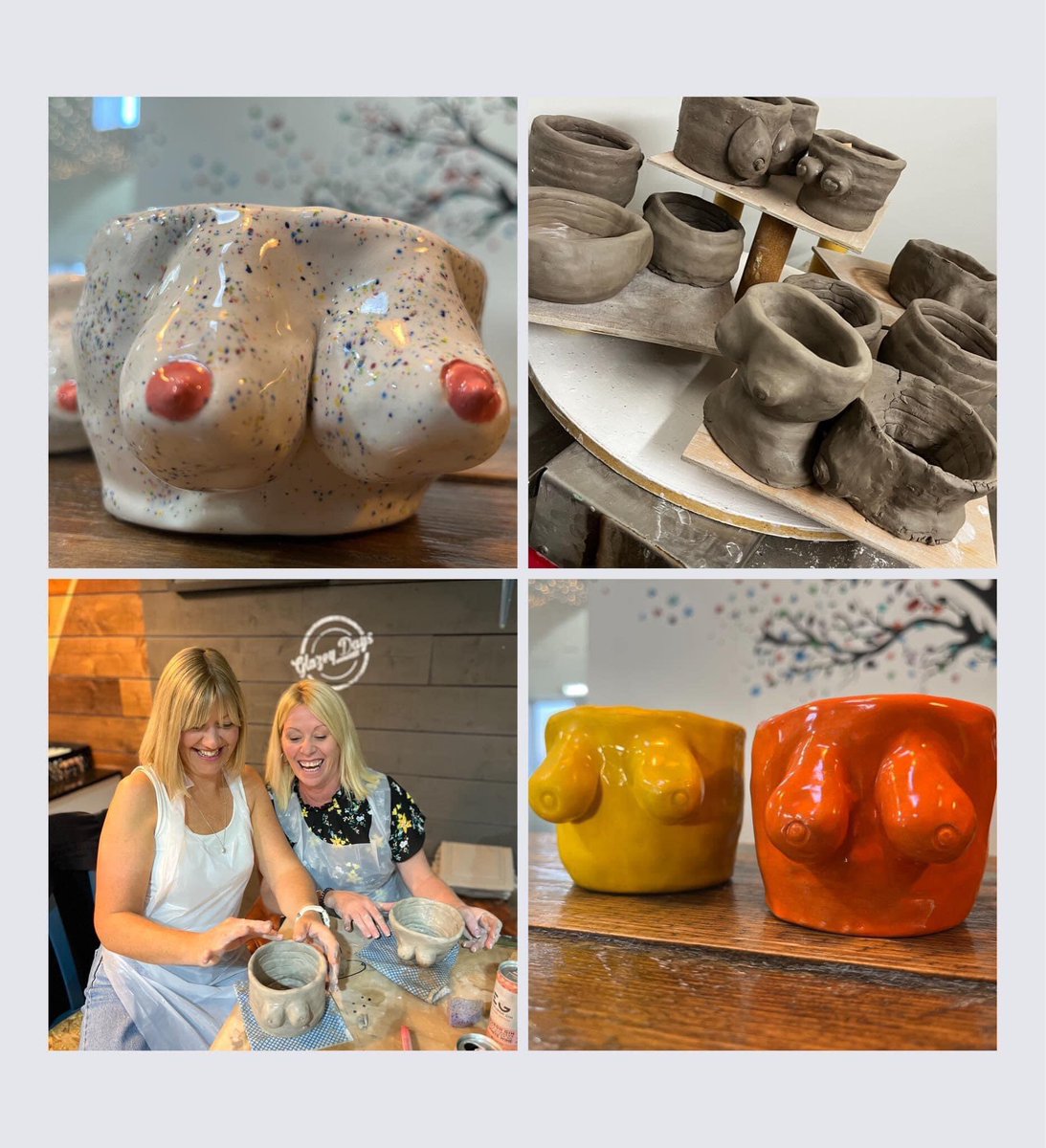 GlazeyDays1's tweet image. Clay Build Boob Pot evening is back.Saturday 4th February 7-9pm. £27 per person No experience needed in hand building with clay
We provide all the equipment, you j￼ust bring the giggles
Non-refundable ticket price to be paid on booking
#clayclasses #adultnight #Ceramics #Lancs