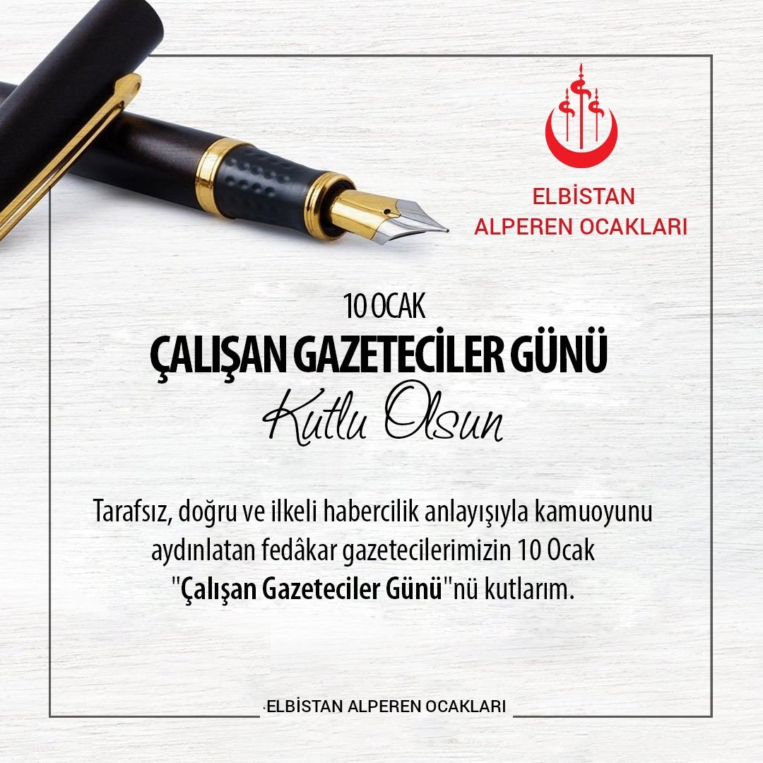 Şehit gazeteci İsmail Güneş başta olmak üzere Doğru, tarafsız, kalemini hak, hakikat ve adaletten ayırmayan bütün gazetecilerin 10 Ocak Çalışan Gazeteciler Günü kutlu olsun 
#gazetecilerguenue 
<a href="/TolgahanBlkbs46/">Tolgahan Bölükbaşı</a>
