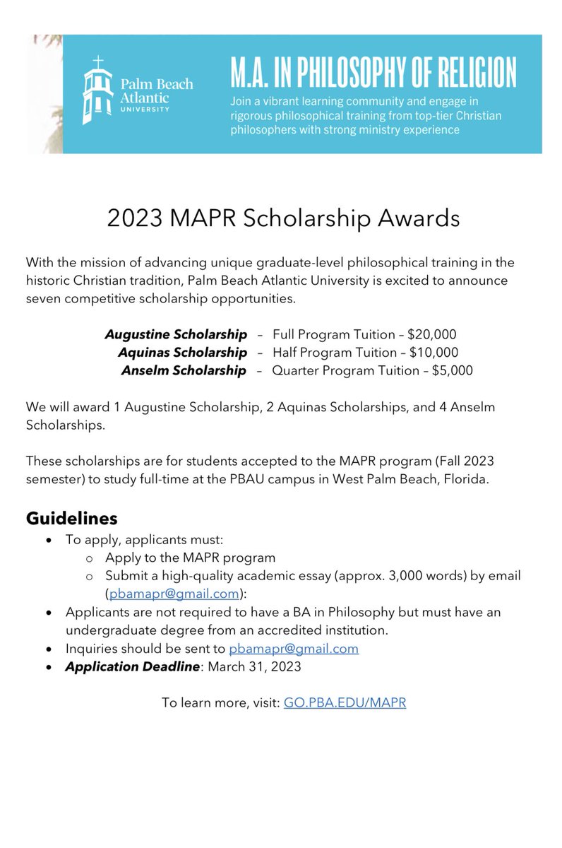 PBA's MA in Philosophy of Religion Program tweet media