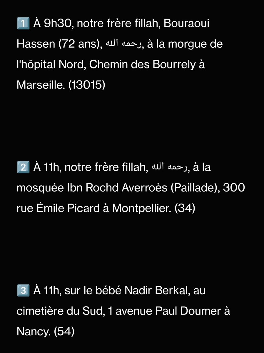 Salatjanazaa's tweet photo. 🔹1ère partie🔹

🥀PRIÈRES FUNÉRAIRES🥀
🔸MARDI 10 Janvier 2023🔸 https://t.co/SrYXf7xVSl