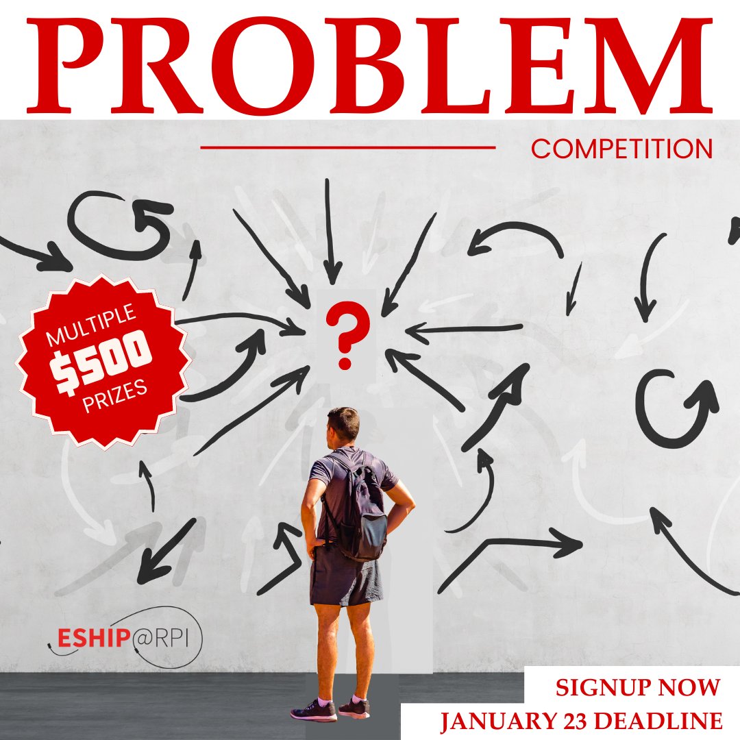 Welcome back <a href="/rpi/">Rensselaer Polytechnic Institute</a> #engineers. Get 2023 started right by pitching  an unsolved problem in our 1st competitionof the year. Think big. There are multiple $500 prizes available. bit.ly/eship-1