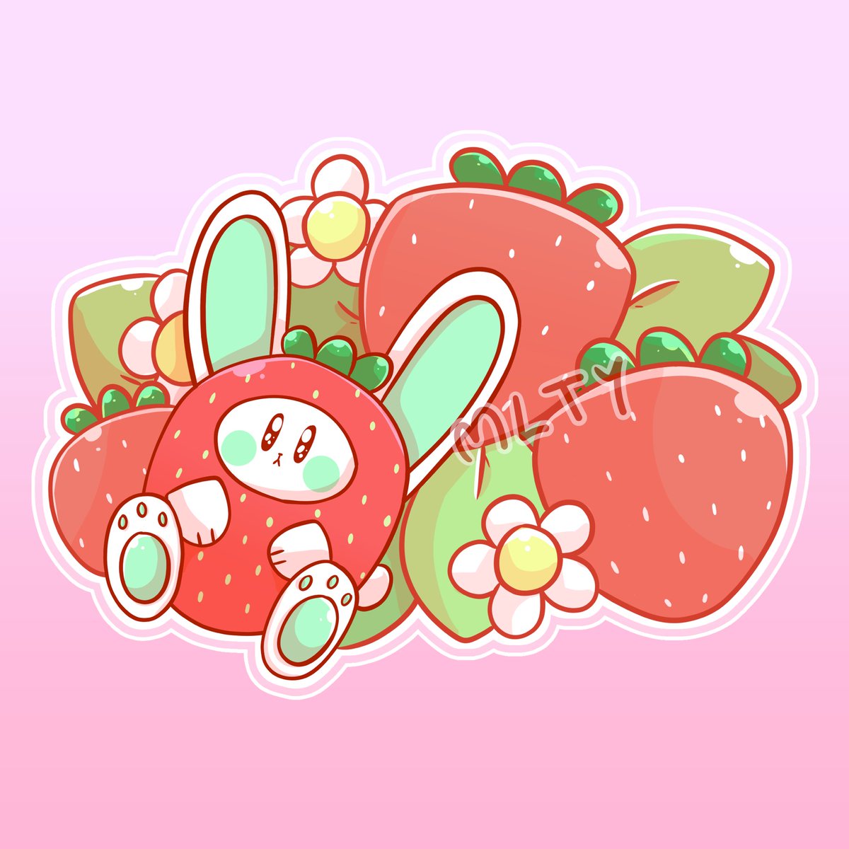 mltyuniverse's tweet photo. 🍓 🐰 Strawbonny Meadows 🐰 🍓 

If you’re interested in my newest acrylic pin and stickers, these are exclusive to my Patreon club!! I hope you all like them 🥰 https://t.co/OQ2JfquVYp