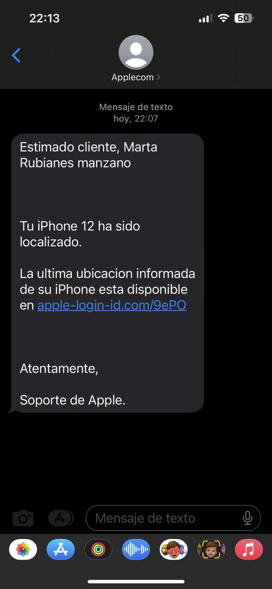 eMQbot's tweet photo. Hace un par de meses robaron el móvil a mi mujer. Hoy recibo con 15 minutos de diferencia en el teléfono que puse al marcarlo como perdido estos dos SMS @policia @Apple. No se Rick… https://t.co/6j0PdSVZUH