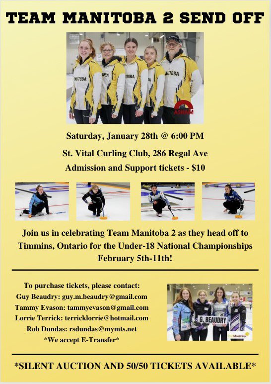 Join us in celebrating our skip and her U18 team before they head off to U18 Nationals in Timmins! @StVitalJuniors <a href="/stvitalcc/">St. Vital Curling</a> <a href="/HardlineCurling/">Hardline Curling</a> <a href="/DynastyCurling/">Dynasty Curling</a> <a href="/curlmanitoba/">CurlManitoba</a> <a href="/CurlingCanada/">Curling Canada</a> <a href="/curlthemac/">McIntyre Curling Centre</a>