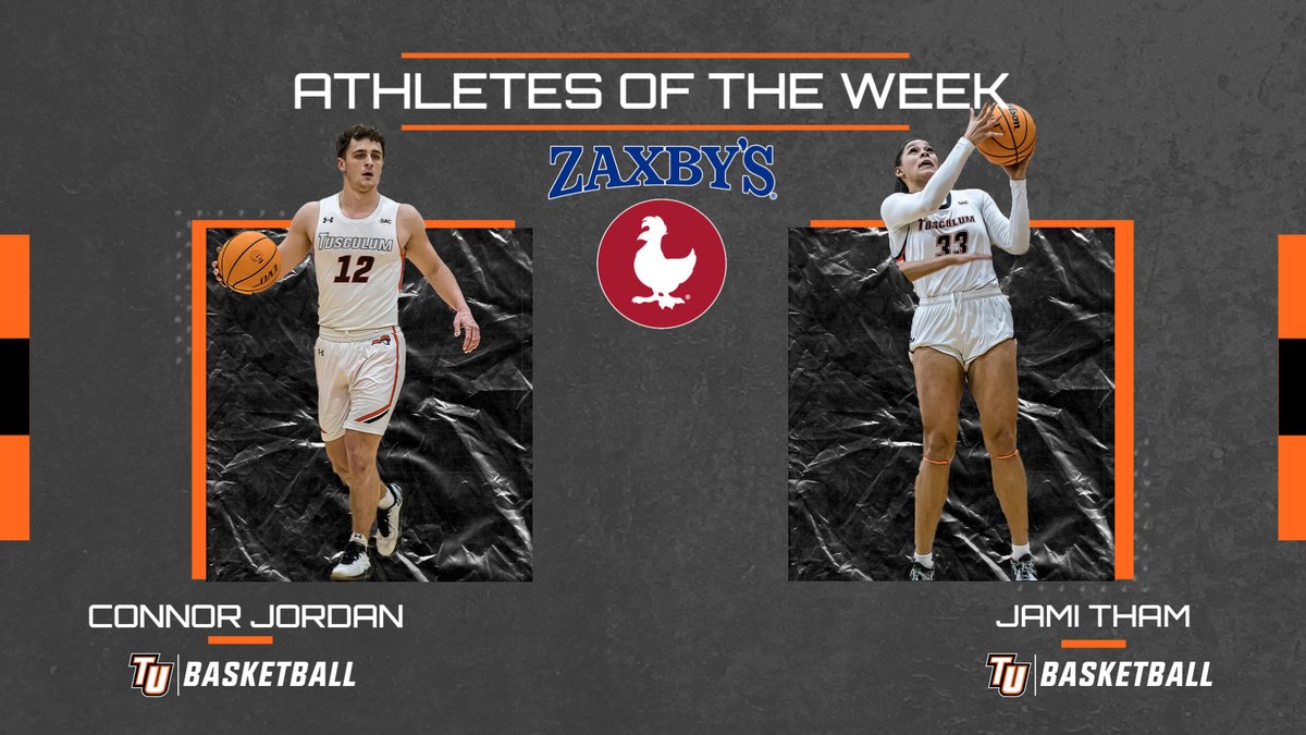 TusculumSports's tweet photo. Congrats to @TusculumMBB Connor Jordan &amp; @TusculumWBB Jami Tham for being named the @Zaxbys Athletes of the Week #PioneerUP #WeArePioneers 
Full Story: https://t.co/duArdlbIVu https://t.co/wQ4CvvHDBN