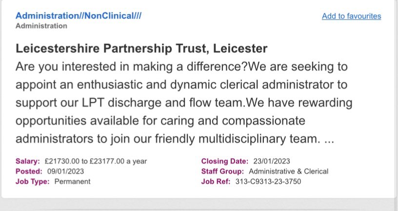 Admin post within our lovely team ♥️ #NHSJobs @lptjobs @BedChs @CHSInpatientLPT