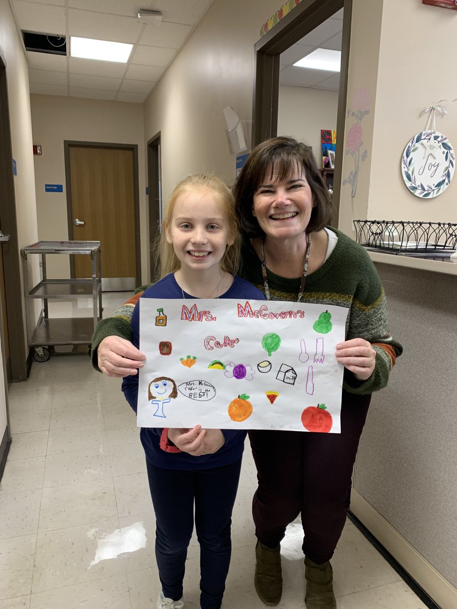 I always call the lunchroom Mrs McGovern’s Cafe.  The kids laugh as I pretend to be the hostess at a restaurant.  I kept hearing I needed a sign.  Thanks to this cutie for making it official ⁦<a href="/D123Hannum/">D123 Hannum</a>⁩