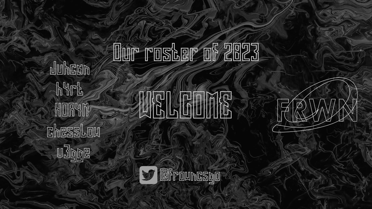FROWNcsgo's tweet photo. Welcome back.

Our roster for 2023 CS:GO season.

Lineup:
🇱🇹 - @KOR4N1  
🇱🇹 - @juhcaNcsgo  
🇱🇹 - @v3gee 
🇱🇹 - @chessLow1337 
🇱🇹 - @harekrisnamyG

@FROWNcsgo https://t.co/lpXvgM4JqM