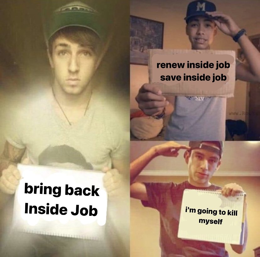 SleepyBunnis's tweet photo. #renewinsidejob #insidejob @netflix #insidejobcancelled #insidejobpart2 https://t.co/69OUWrwzXz