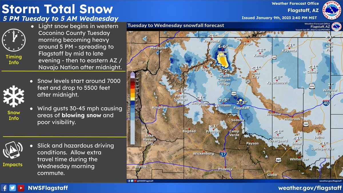 NWS Flagstaff on Twitter "Here are the updated snow totals for