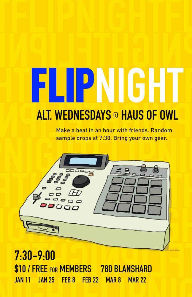This Wednesday night is FlipNight! Looking forward to meeting all Victoria Beatmakers at Haus of Owl, 780 Blanshard #beatmaking #hausofowl #flipnight #yyj