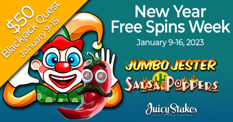 Juicy Stakes Casino’s First Free Spins Week of 2023 Features Two Games in its Nucleus Games Collection Blackjack players can win $50 bonus prizes January 9 - 15