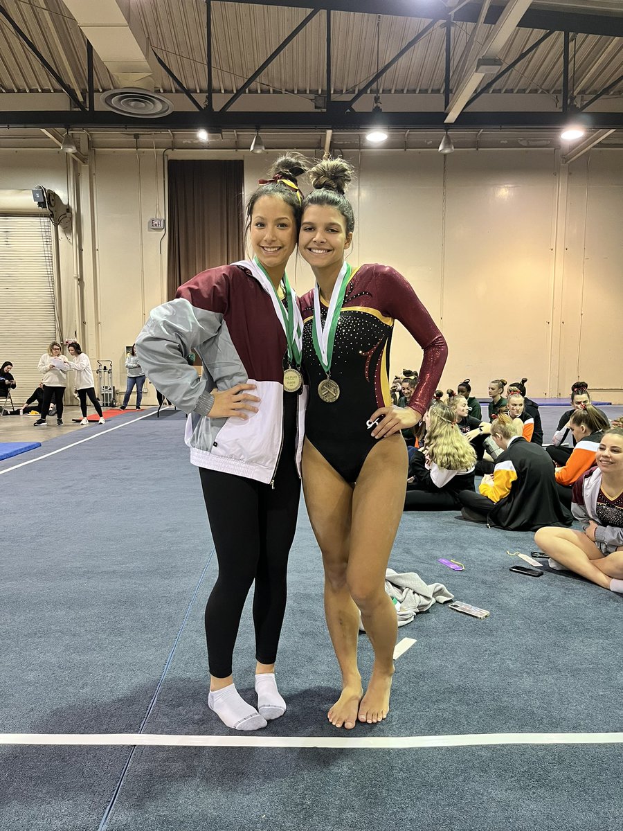 GymnasticsWalsh's tweet photo. Congratulations to Mady for winning floor and Ellie for being the runner up down in Columbus at the McGee invitational!!! Results to come! https://t.co/H7Z5SP9HkE