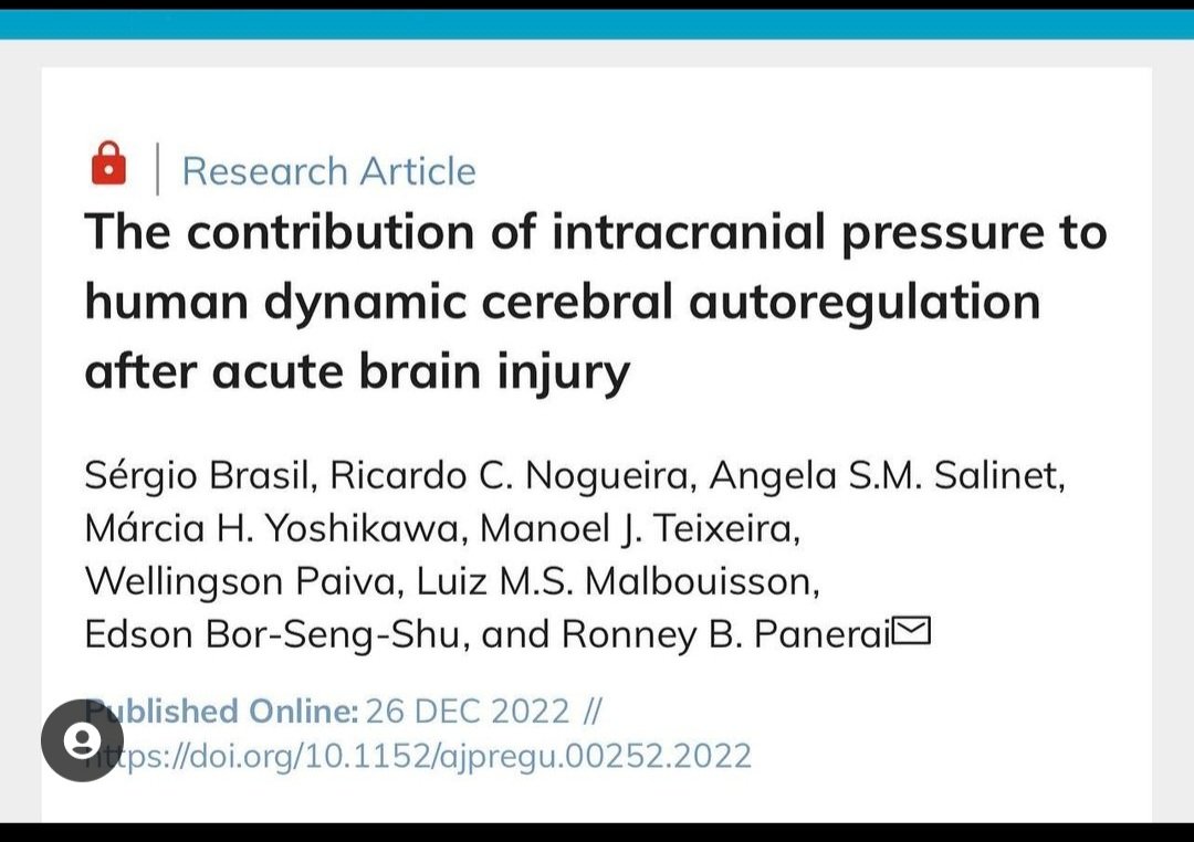 Proibras1's tweet photo. A contribuição da #pressãointracraniana (#PIC ) para #autoregulaçãocerebral dinâmica humana após #lesãocerebral aguda.
Parabéns aos autores 👏🏻👏🏻👏🏻
 
Ótima contribuição para a área #cerebrovascular neurofisiologica com uso do #dopplertranscraniano .

https://t.co/LDxF1EOG9t

#DWL https://t.co/gC8FZvRl9l