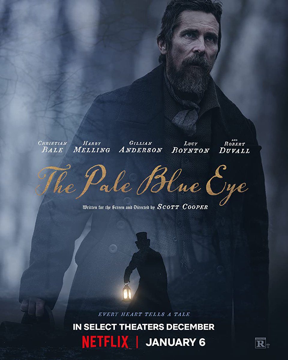 The Pale Blue Eye (#Netflix  2022)- A very good #mystery #crime #drama with minimal #horror. Great acting performances including #ChristianBale  and #HarryMelling as Cadet Edgar Allan Poe. #mysterythriller #mysterydrama #crimedrama #horrordrama #horrorthiller #horrorcrime