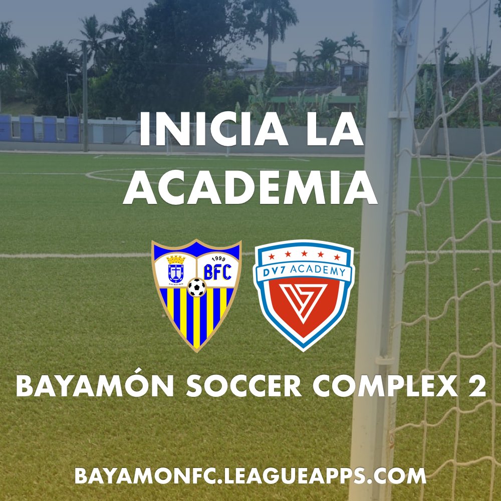 🚨⚽️ INICIA LA ACADEMIA EN EL BAYAMÓN SOCCER COMPLEX 2 

Las prácticas del día de hoy LUNES 9 de ENERO se llevarán a cabo en el BAYAMÓN SOCCER COMPLEX 2 en horario regular. El mismo queda ubicado a 3 minutos del Complex 1, entrando por la marginal de la PR-5.