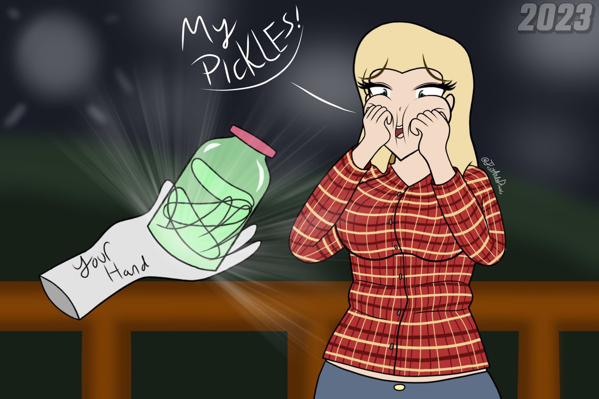 JustAndyDraws's tweet photo. @TwoStarGames
"THE BEST MISSION EVER" ^-^ >:3
- We're HER Pickle Hero!😌
Definitely the Pickle Missions was mah fav, Been a month since Choo Choo Charles was released! :0!!
*Gavin, you've OUTDONE yourself!*🙏😇
#ChooChooCharles #ThePickleLady #CCC #TwoStarGames #JustAndyDraws https://t.co/1zvXEpStHu