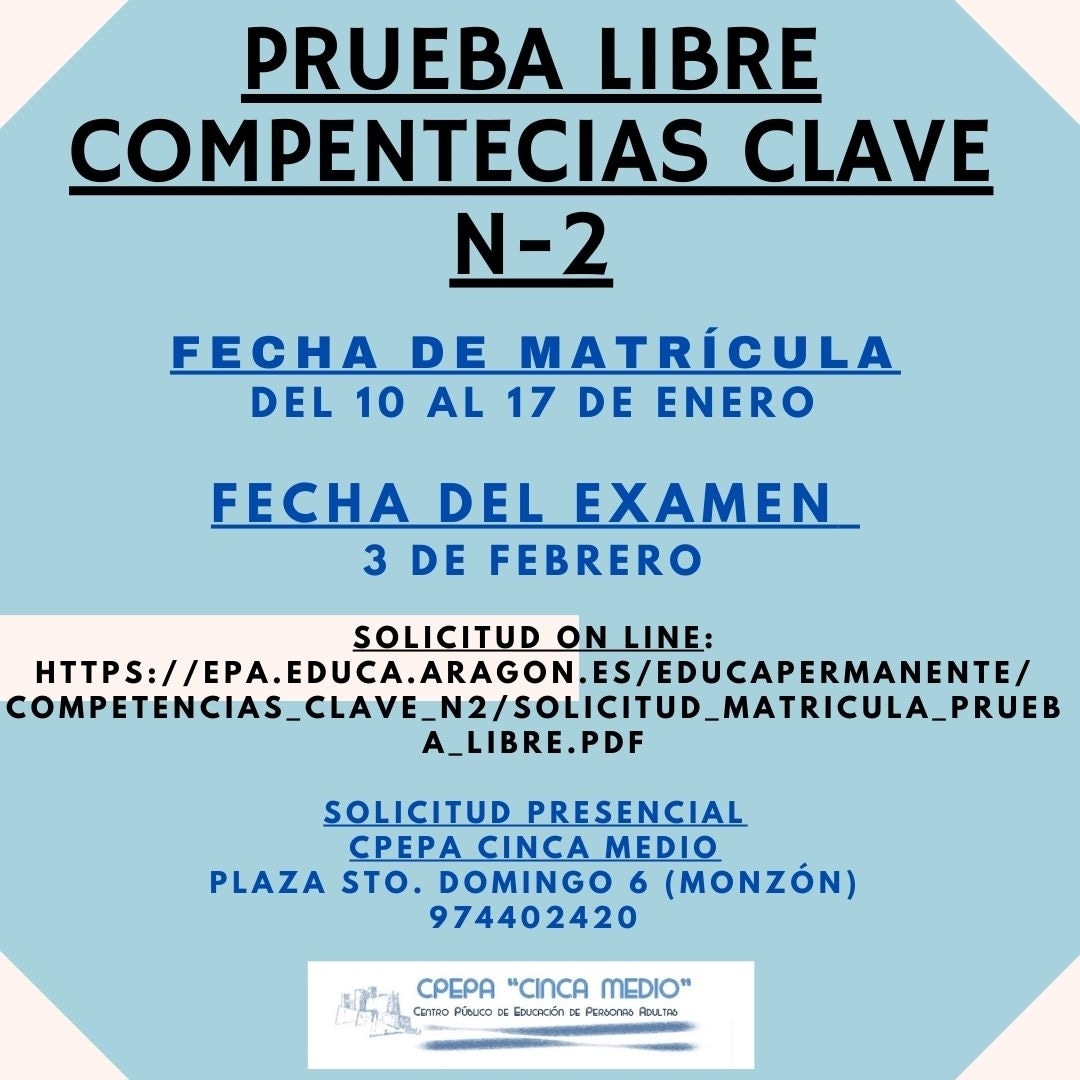 Si quieres más información puedes llámanos al 974402420.
#educacionadultosmonzon
#aprendizajealolargodelavida
<a href="/EPAAragon/">Educación de Personas Adultas Aragón</a>