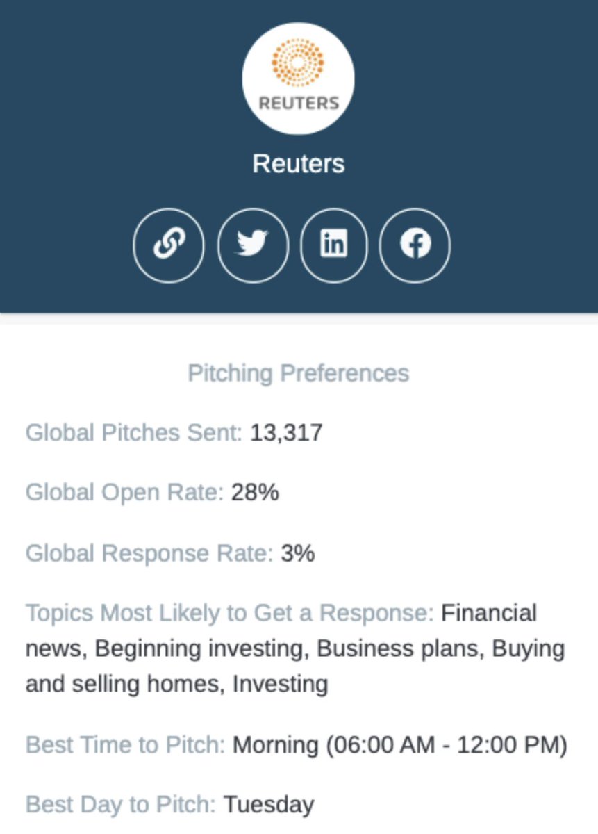 PropelPRM's tweet photo. After analyzing over 13K pitches that PR pros sent to journalists at @Reuters, the Propel team has discovered how to make your next pitch successful there!

Here are some key findings about their journalists’ pitching preferences.💡💡💡

#publicrelations #prtips #earnedmedia #prm https://t.co/S3oILLAWQM