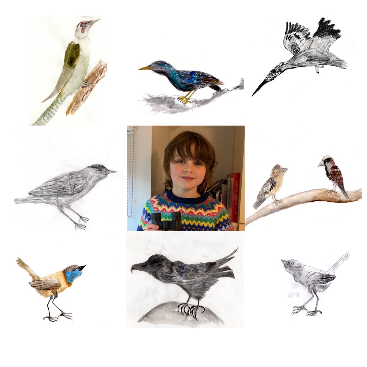 ‘We’ve just signed up for <a href="/Natures_Voice/">RSPB</a> #BigGardenBirdWatch ! Have you signed up yet? It’s an amazing weekend of community science and gives a lot of important data to help the survival of our garden birds!’❤️ 
rspb.org.uk/get-involved/a…
Drawings by Benji aged 5, 6, 7 and 8 🥰🍃