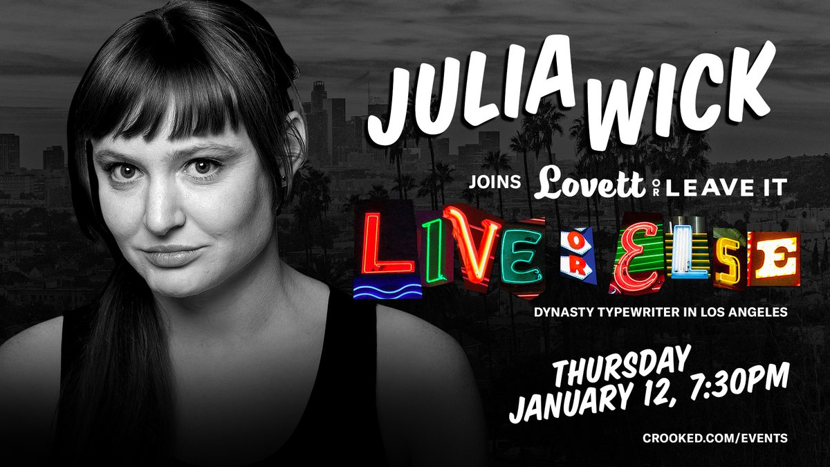 CrookedMedia's tweet photo. It's a new week, which means a new #LovettorLeaveIt lineup is here! Catch @ItsMichelleHurd, @ZachReino, Jess McKenna, @sherlyholmes, and Holmes on stage with @jonlovett this Thursday @JoinTheDynasty. 

See you there: https://t.co/oy0E13PKbB https://t.co/ApL9fB7N1i