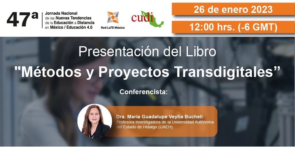 RedCUDI's tweet photo. #RedCUDI te invita a la presentación del libro: Métodos y Proyectos Transdigitales, el cual registró casos relevantes ocurridos durante la pandemia por COVID-19.
Para más detalles:
https://t.co/Hq1UGhZEip https://t.co/uLf57OM3tO