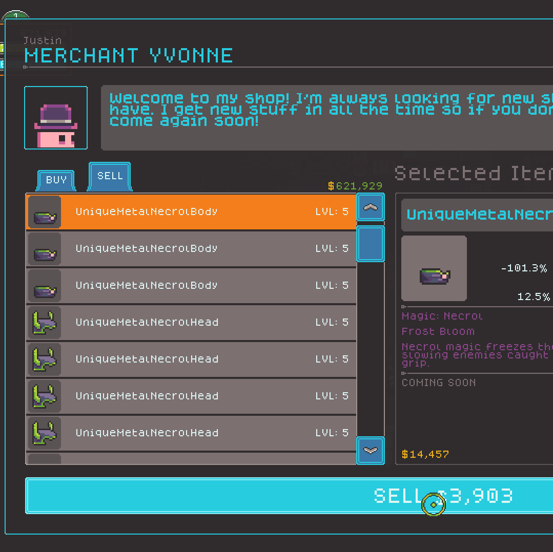 NarfoxStudios's tweet photo. Merchant Yvonne always has the freshest threads. Sell your unwanted loot and shop for gear that fits your character build!

#indiedev #indiegame #pixelart

https://t.co/vgSmDbCb5J https://t.co/S9yh4wm0zR