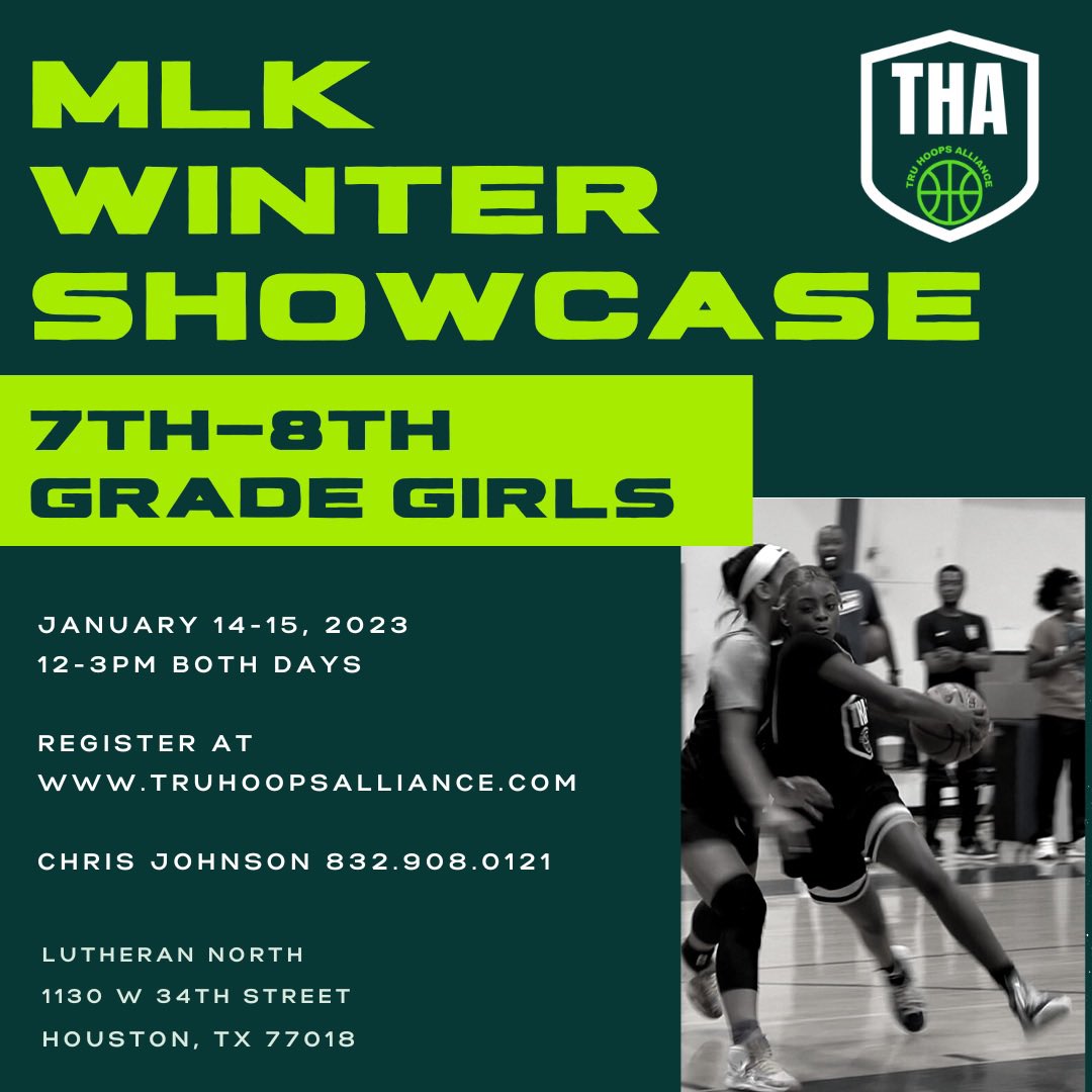 coachchrisSH's tweet photo. Join us January 14-15 for the MLK Winter Showcase in Houston. Scouting services and media in attendance including Girlz Prep Report Billionairevsns and Tru Hoops Media. Registration closes Wednesday @girlzprepreport @billionairevsn @TruHoopsA https://t.co/VdEI0cwbjr… https://t.co/fy4P1nH4FG