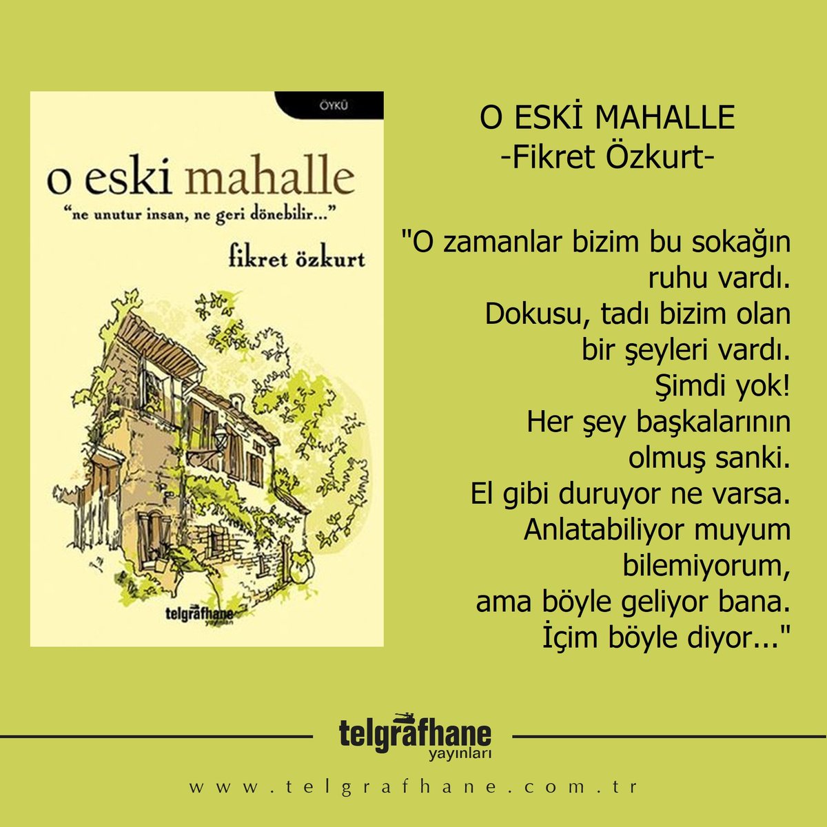 📌 O Eski Mahalle'yi internet sitemizden indirimli fiyatıyla edinebilirsiniz. 

Keyifli okumalar! 

👉 telgrafhane.com.tr 

#telgrafhane #telgrafhaneyayınları #fikretözkurt #oeskimahalle #kitap #kampanya #indirimlikitaplar #okumaközgürlüktür