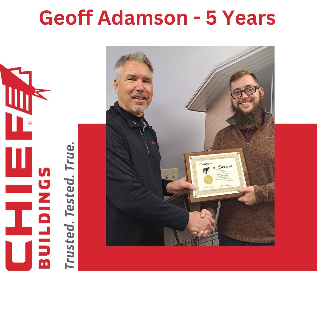 chiefbuildings's tweet photo. #chiefbuildings acknowledged our 2022 Service Award Recipients last week. Congratulations to Norma Chavez, Accounting Clerk, and Geoff Adamson, Project Manager, for completing their first five years with Chief in 2022. We look forward to many more!
#leadlikechief https://t.co/87uWht57Qi