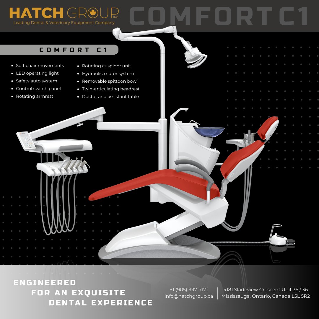 HatchGroupInc's tweet image. The Hatch Comfort C1 is an advanced dental chair that combines comfort, luxury, and functionality. Guaranteed to upgrade the look of your dental clinic and impress your patients!🦷🪥

905-997-7171
info@hatchgroup.ca
hatchgroup.ca

#dental #dentalindustry #dentalchair