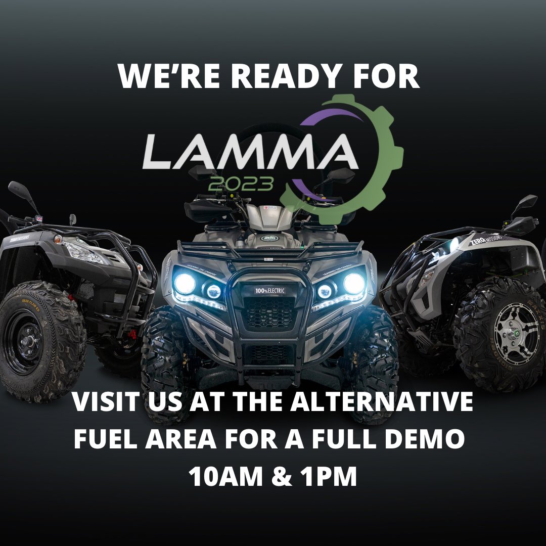 We’re ready for LAMMA Show & LAMMA 365 ⚙️
We will be in the Alternative Fuel area giving demonstrations on our latest 4WD Pioneer at 10am and 1pm!! Visit us there or at stand 7.830 (Hall 7) over the next few days! #leadingthecharge #lamma23 #alternativefuels #electricATV