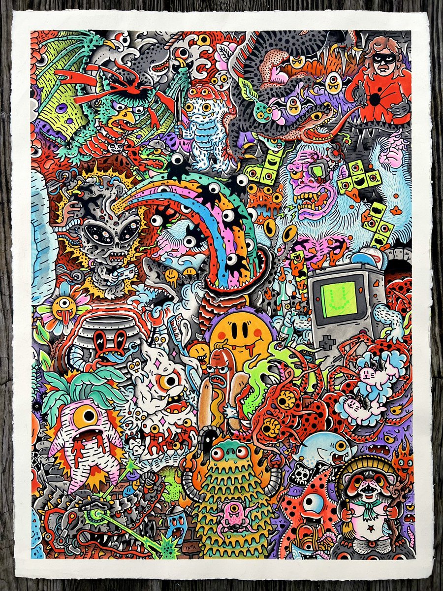 henbohenning's tweet photo. Monster soup volume 2, outline to finish so many hours of painting went into this. The print is 22x30” giclee on water Color texture heavyweight paper. Limited to 250 pieces only. Available https://t.co/tvhlWGkgqc https://t.co/mCpJC0sKmB