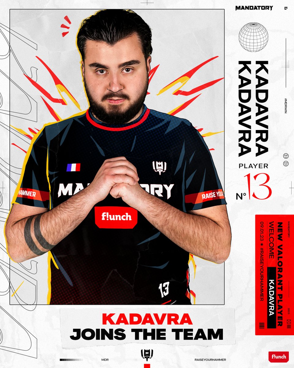 MandatoryGG's tweet photo. On souhaite la bienvenue à @13kAdavra qui complète notre équipe pour l'année 2023 !

#RaiseYourHammer 🟥🔨 https://t.co/tsBW2SPK82