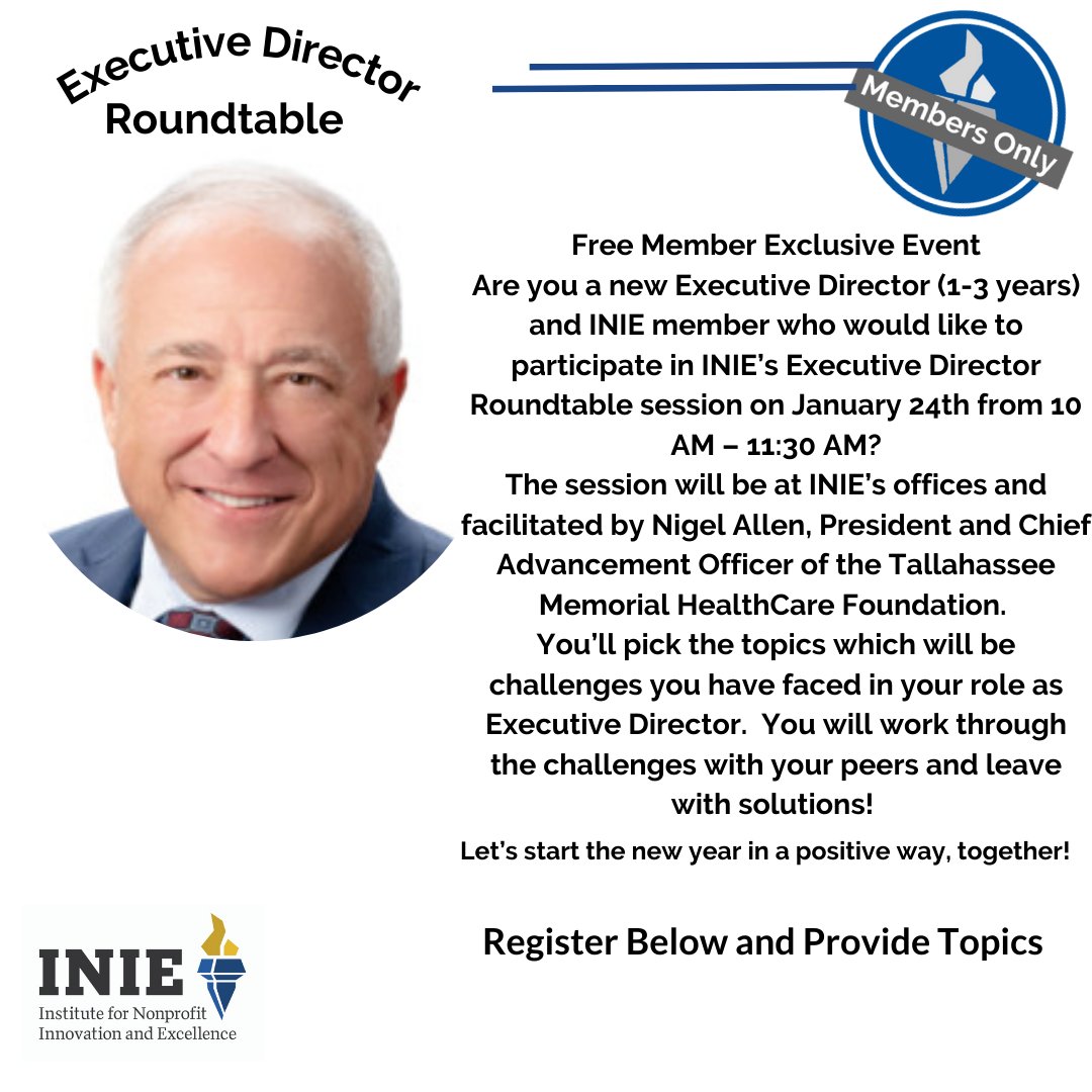 theinie's tweet image. Join us Jan. 24th for Executive Director Roundtable, facilitated by Nigel Allen! Pick topics and work through them with your peers together. #freeformembers #inie #executivedirector
Register here: forms.gle/DRv4WtV7WTJQWL…
