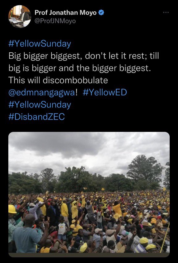 Goromigos's tweet photo. @ProfJNMoyo Pendulum @ProfJNMoyo as a Junta apologist “this” should be a plus for  you -celebrate 🥹⁉️

Quoting you -are you “discombobulated,#YellowED”😅😅😅⁉️ https://t.co/s3i7Kr5uN9