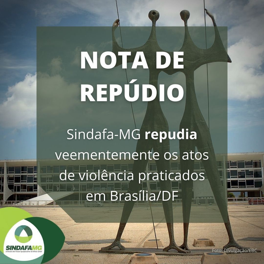 sindafamg's tweet photo. ⚠ NOTA DE REPÚDIO ⚠
O Sindafa-MG vem a público manifestar aversão frente aos atos criminosos de vandalismo ocorridos nesse domingo, 08/01, em Brasília/DF.
Leia a Nota de Repúdio em https://t.co/zL3ZxSCSqY!
#sindafamg #sindafa https://t.co/wdHIuYiOpC