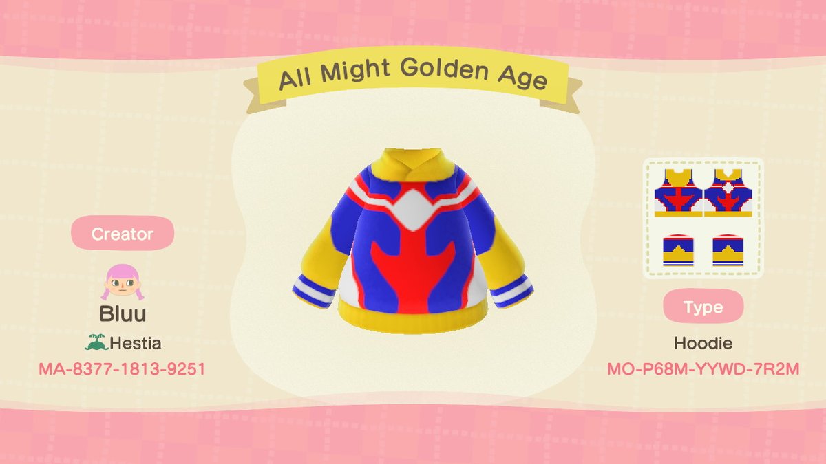 bluu_futureMD's tweet photo. #AnimalCrossing #ACNH #NintendoSwitch #mha #acnhdesign #acnhclothes #bnha #allmight

corrected yellows https://t.co/vda8P7EKZh