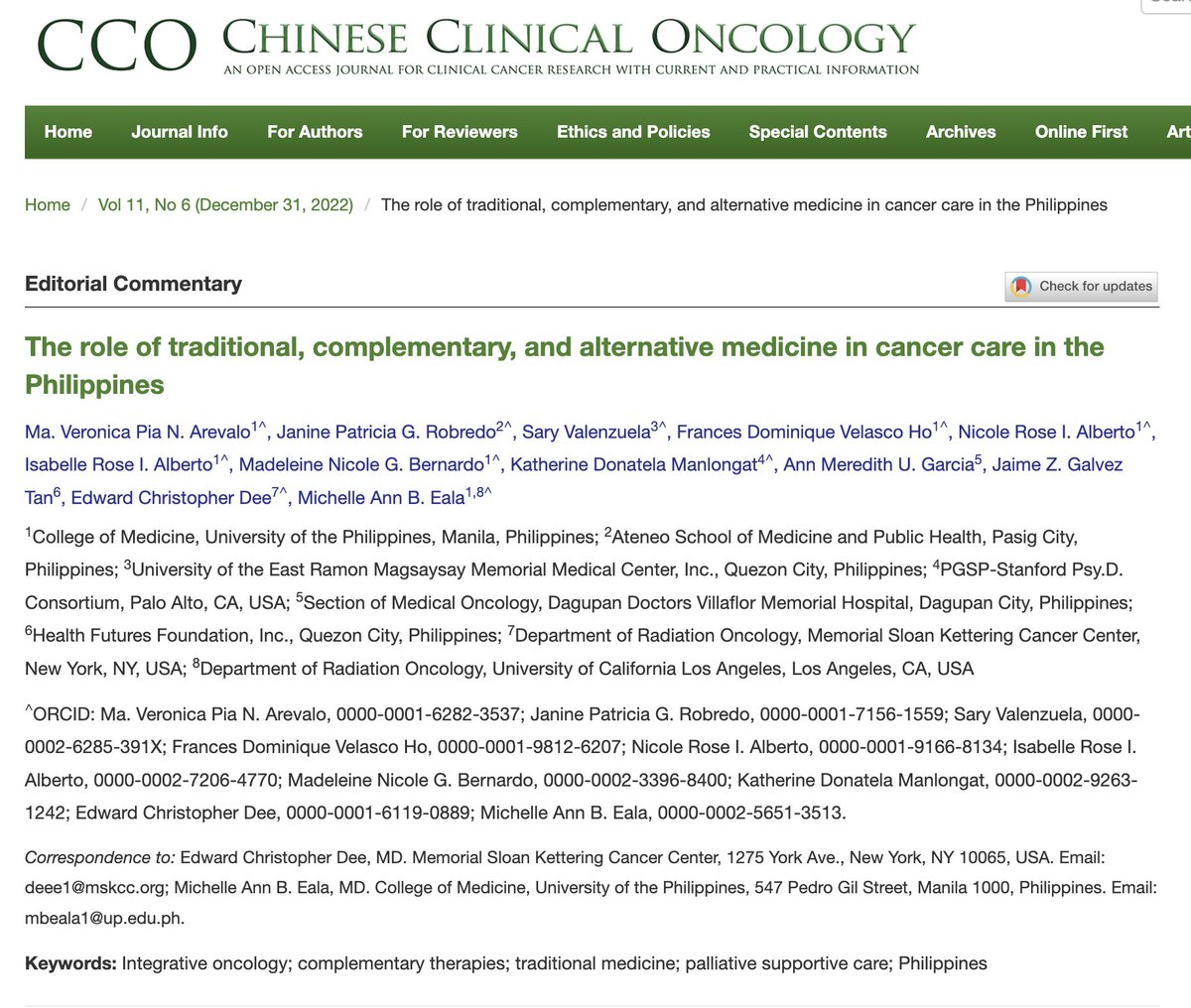 EChrisDee's tweet photo. 📜 Led by Dr @MVPArevalo and team, we shed light on the role of #traditional, #complementary, and #alternative #medicine for #Filipino 🇵🇭 patients with #cancer 🦀

👉 We explore issues of #costs, #culture, and #cancer #control.

https://t.co/rQ9Cc3s10N https://t.co/S93hBceUh4